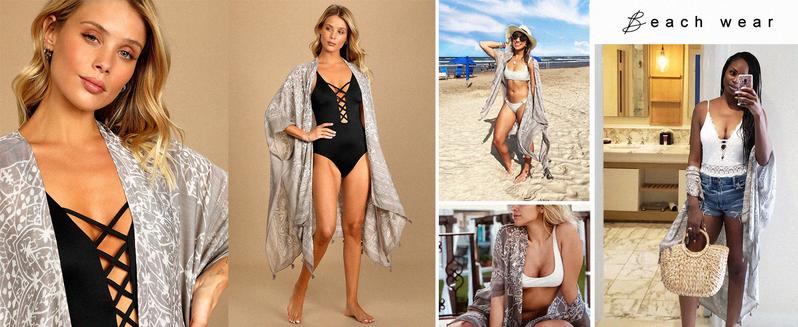 Black and White Kimono Cardigan for Women Lightweight Flowing Open Front Cover Up with Boho Ethnic Print Chic Monochrome Style Ideal for Summer Beach Vacation Cruise Pool Resort Travel Daily Layer for Sun Protection or Casual Outfits