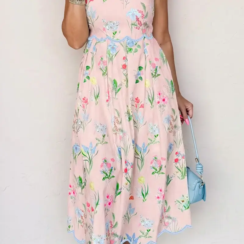Summer Casual Boho Flowy Floral Printed Sleeveless Long Maxi Dress, Comfortable Daily Wear, Stylish Summer Dress, Boho Summer Outfit, Perfect for Relaxing Days, Boho Lounge Dress