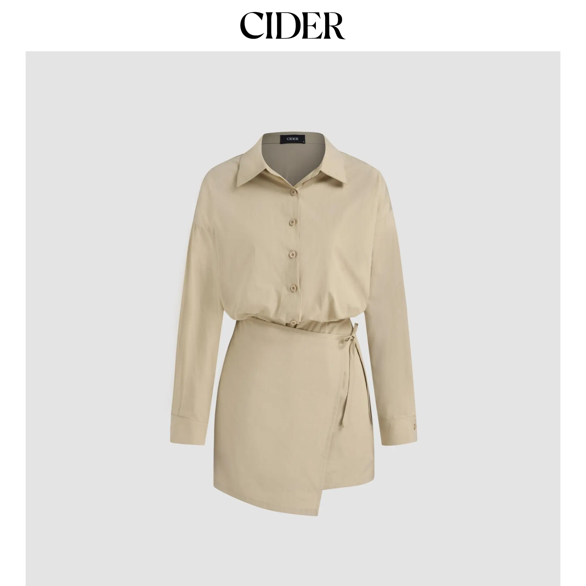 Cider [size 0-10] Collar Solid Wrap Knotted Button Mini Shirt Dress SummerFinds