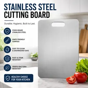 304 Stainless Steel Cutting Board, Non-Slip Thickened Durable Chopping Board, Home Kitchen Large Size Meat & Vegetable Slicing Tray, Durable Cutting Boards, Cutting Boards for Kitchen
