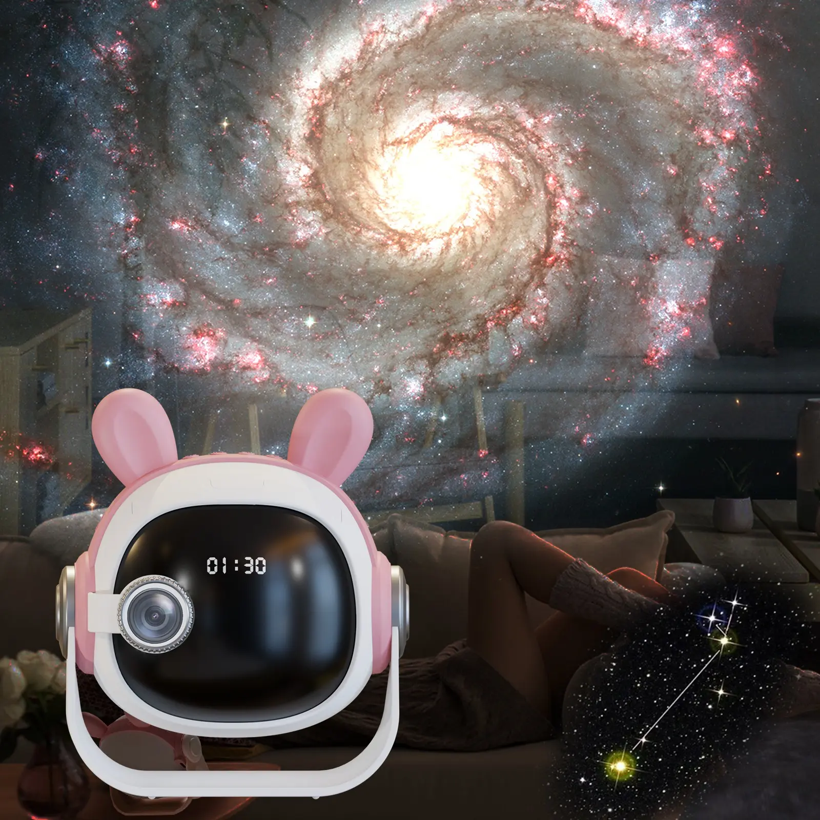 Cute Rabbit HD Projector, Bluetooth-compatible Connectable, Ultra HD Projection, Long Battery Life, Multiple Slides, Feature Film Gift