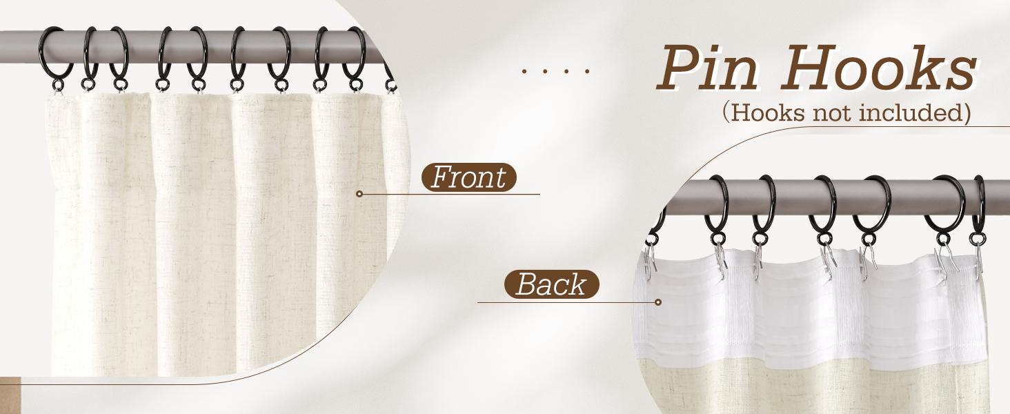 Linen Curtains 96 Inches Long for Living Room 2 Panels Back Tab Modern Farmhouse Light Filtering Soft Linen Draperies Privacy Boho Long Curtains for Bedroom Dining Ivory Cream W52 x L96