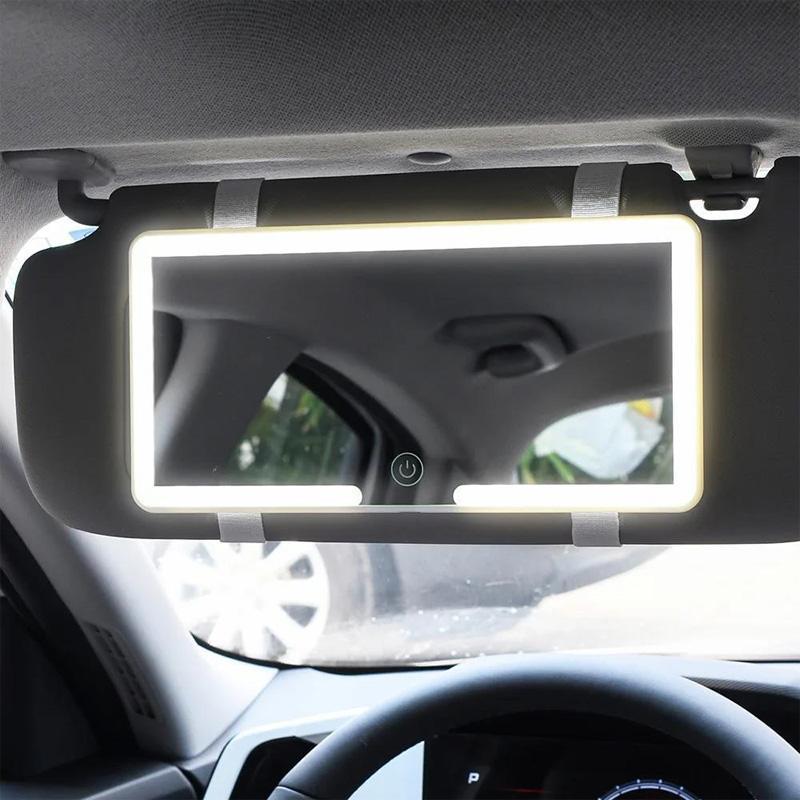 Car Sun Visor Makeup Mirror - LED Touch-Screen with Adjustable Brightness - Rechargeable HD Clarity Vanity Mirror for Car Interior - Car Essentials #TOP PICKS