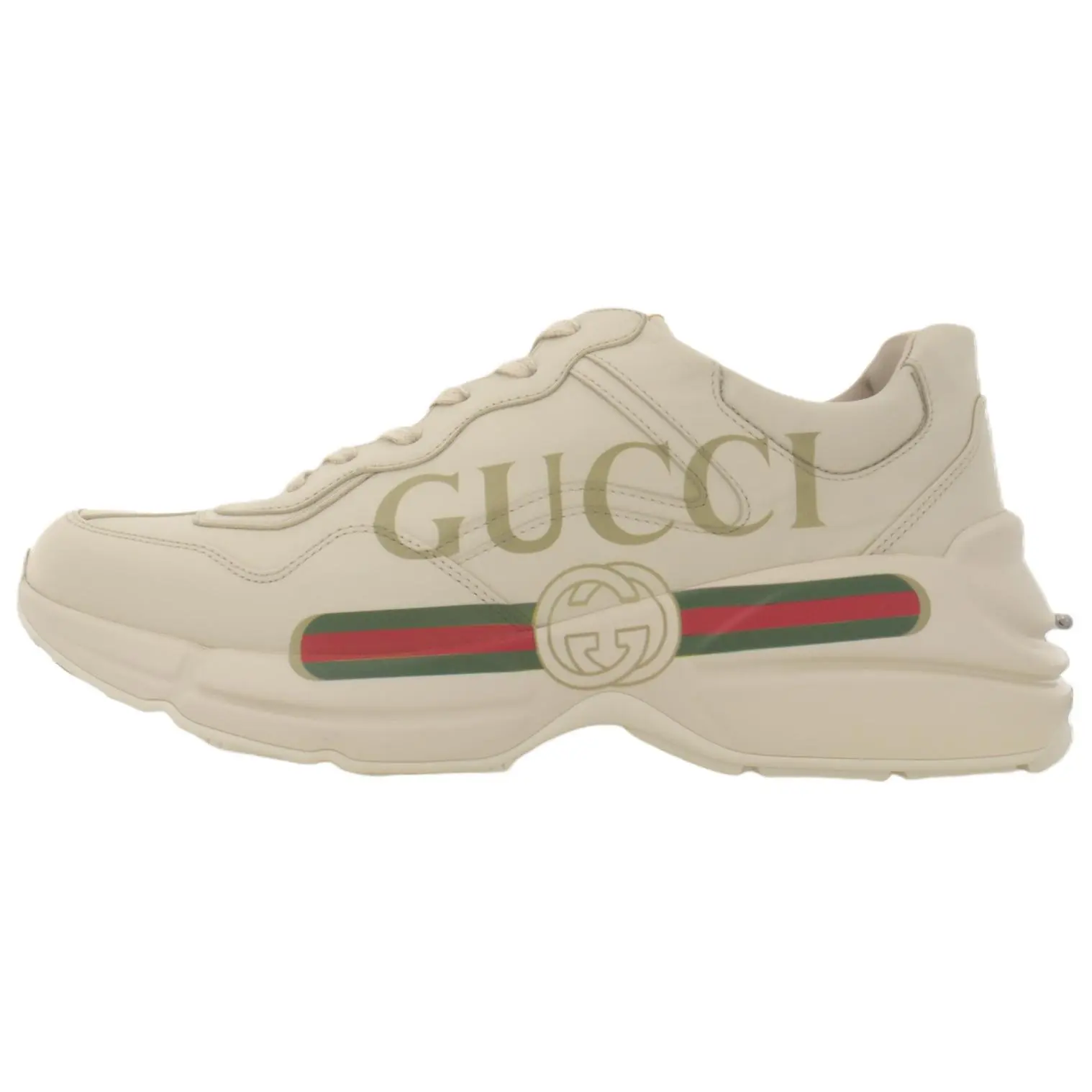 Gucci Rhyton Logo Low-Top Dad Shoes for Men in Ivory White Verifiable, with credentials and supporting global authentication