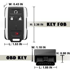 2PCS 4 Buttons Car Remote Key Fob Compatible for 2014-2018 GMC Sierra Chevrolet Silverado 1500 2500 3500, Chevrolet Colorado GMC Canyon 2015-2021