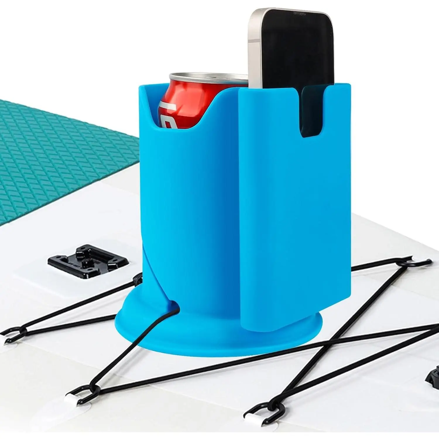 Paddleboard 2-in-1 Drink & Phone Cup Holder, Paddleboard Accessory for Paddle Board Kayak Surfboards Canoes SUPs Boats (Blue)