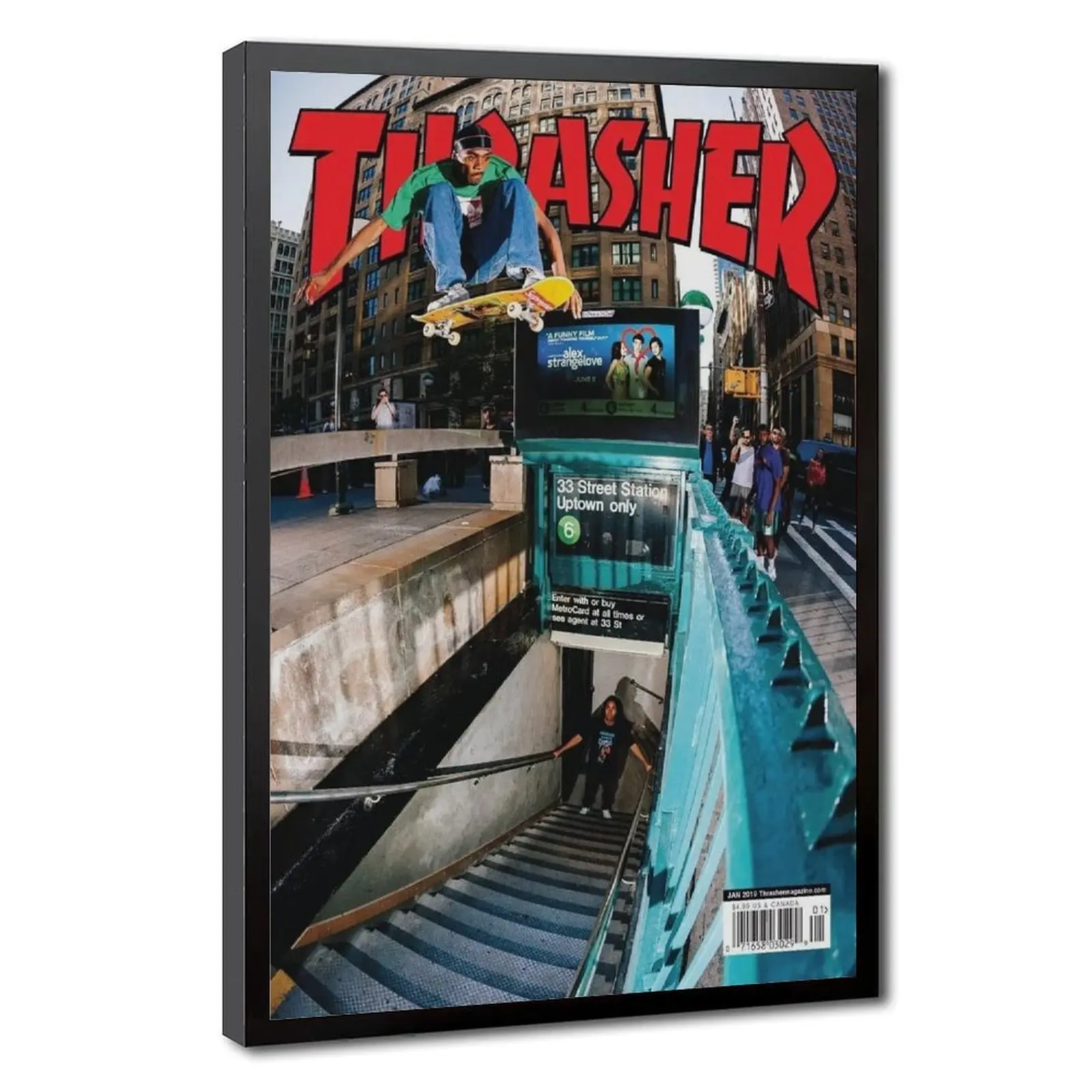 Thrasher NYC 33rd Street Canvas Wall Art Print New York City Urban Street View Authentic Street Skateboarding Decorative Poster or Home, Bedroom, Office, Dorm Decoration