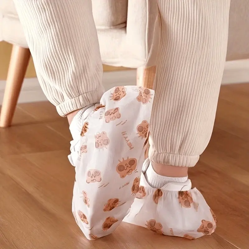 50 Disposable Shoe Covers, Anti-Slip Thickened Dustproof, Elastic Ankle Seal, Washable Reusable Durable Protection, Unisex One Size Fits All