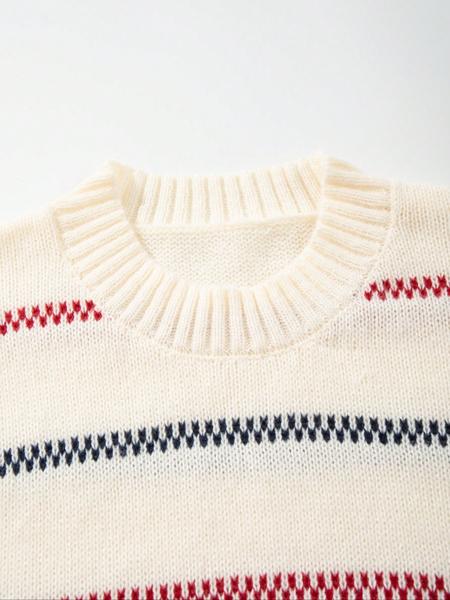 Men's Korean Style Striped Knit Sweater, Casual Round Neck Long Sleeve Pullover, Fall & Winter Fashion, New Arrival