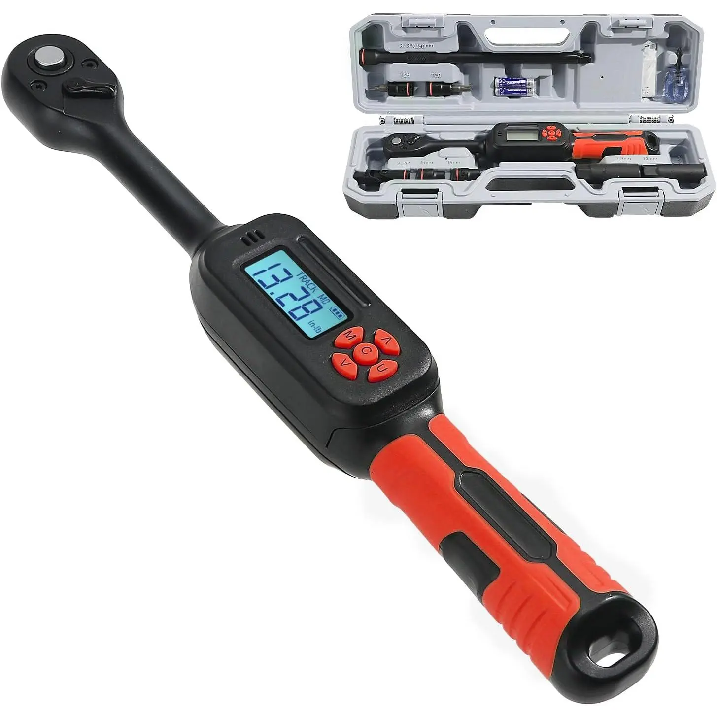 3/8" Digital Torque Wrench 2-45 Ft.lb (±2%), 9 count Small Digital Torque Wrench, Torque Tool with Sockets & Adapters for Automotive, ,
