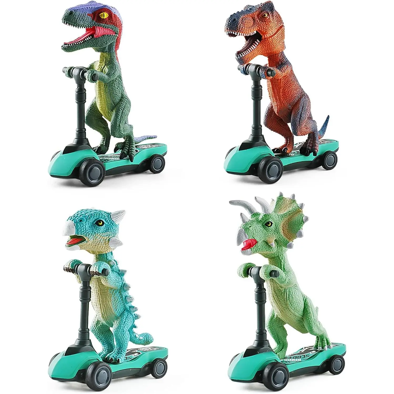 Dinosaur Scooter Toys Pull Back Cars Mini Finger Kick Scooters Boy Toy Age 3 4 5 6, Dino Gift Sets for Kids 4-Packfidget toys