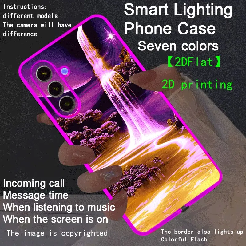 New LED Phone Case with Luminous Border, Compatible with Galaxy S26 Ultra to A15 5g, Fashionable Protective Cover, Unique Design, Daily Use
