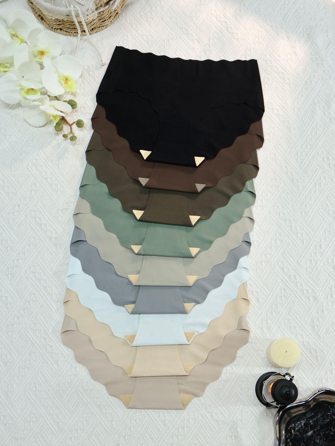 Women's Solid Color Scallop Trim Knicker, Soft Comfy Breathable Panty for Daily Wear, Fashion Comfy Underwear for All Seasons