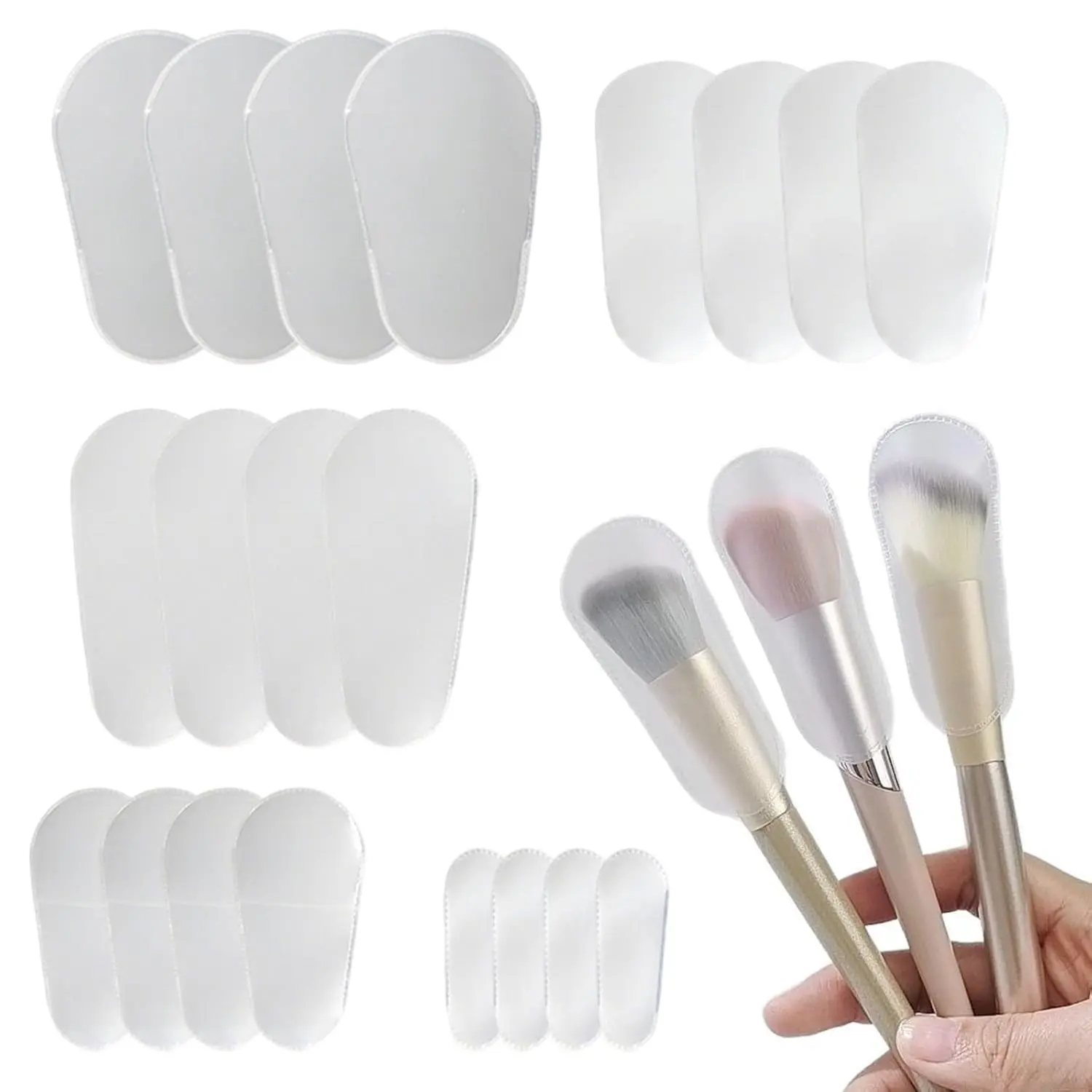 Clear Makeup Brush Protective Covers, 24PCS Cosmetic Brush Guards, Waterproof Caps in 6 Sizes