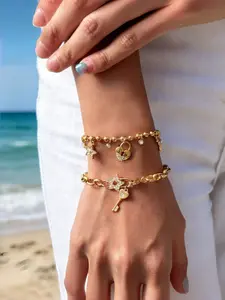 Heart Zircon Lock & Key Couple Bracelets, Matching Promise Jewelry for Lovers