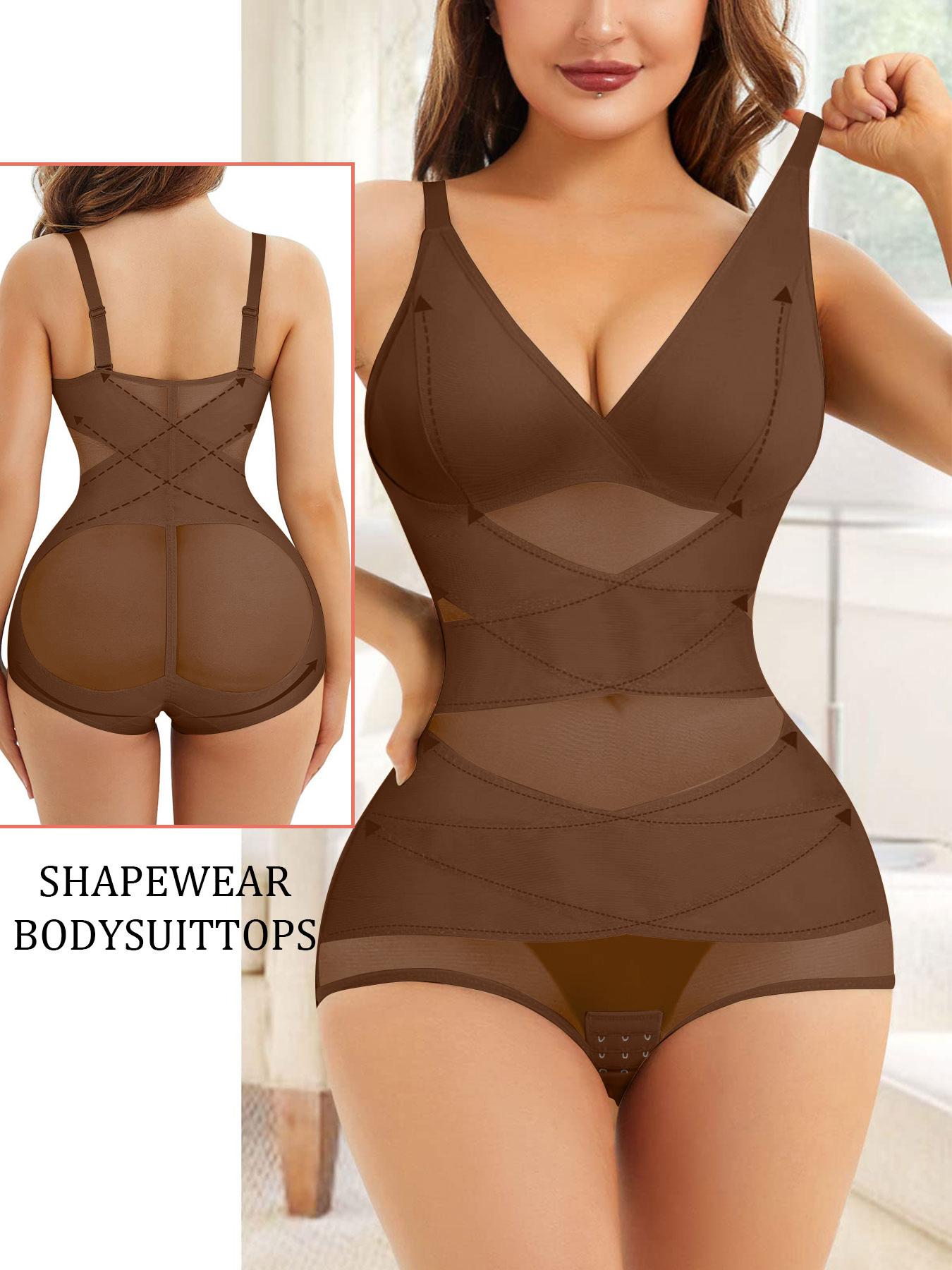 Women's High-Strength Mesh Bodysuit, Strap Design, Elastic Waist Control, Strong Abdominal Compression, New Fabric Material Shapewear