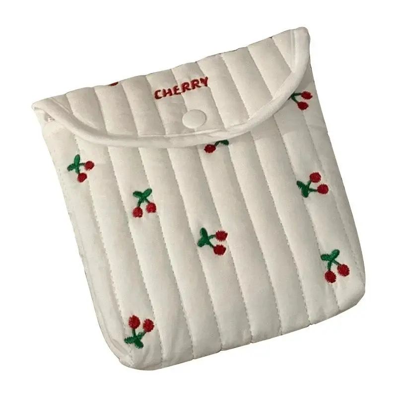Cute Fabric Pouch Organiser - Women's Mini Portable Zip Sanitary Organizer for Menstrual Tampons & Hygiene Essentials (Student Travel Use)
