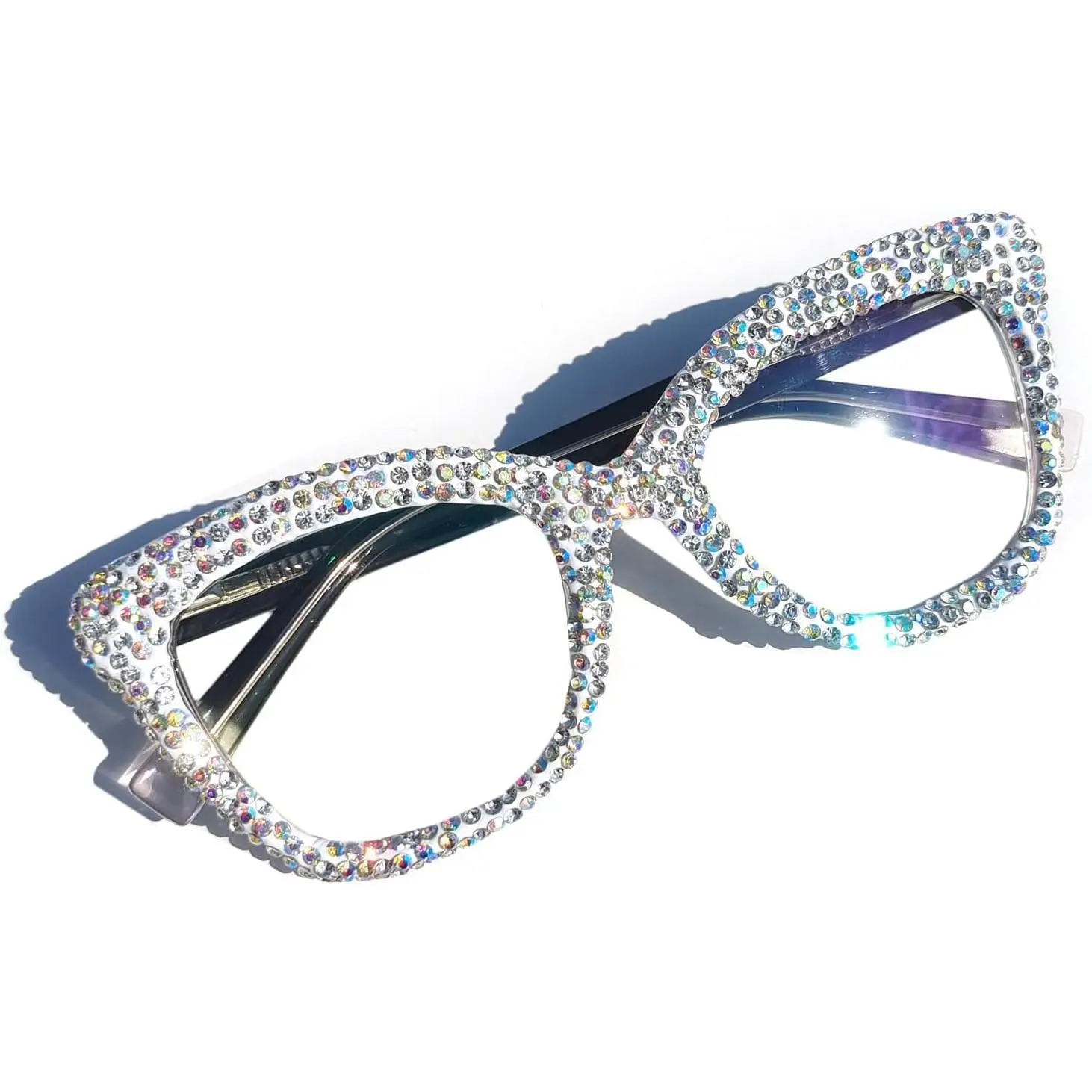 2026 Rhinestone bling  Reading Glasses for Women, Fashion Square Blue Light Blocking Readers