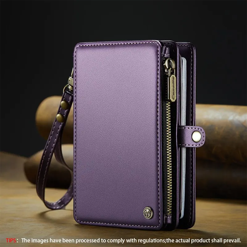 Leather Passport Case, Zipper Coin Purse, Multi Card Insert Card Case, Passport Cover with Multiple Cash Slots and Passport Wallet, Removable Anti-scratch Passport Protector compatible with iPhone 17 16 15 14 13 12 11 X XS XR Pro Max Plus Air