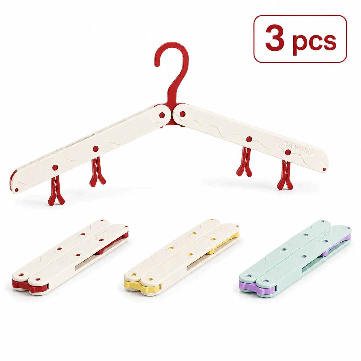 3 Pack Folding Travel Hangers, Portable Space-Saving Clothes Hangers for Travel, Camping, and Home Use,compact
