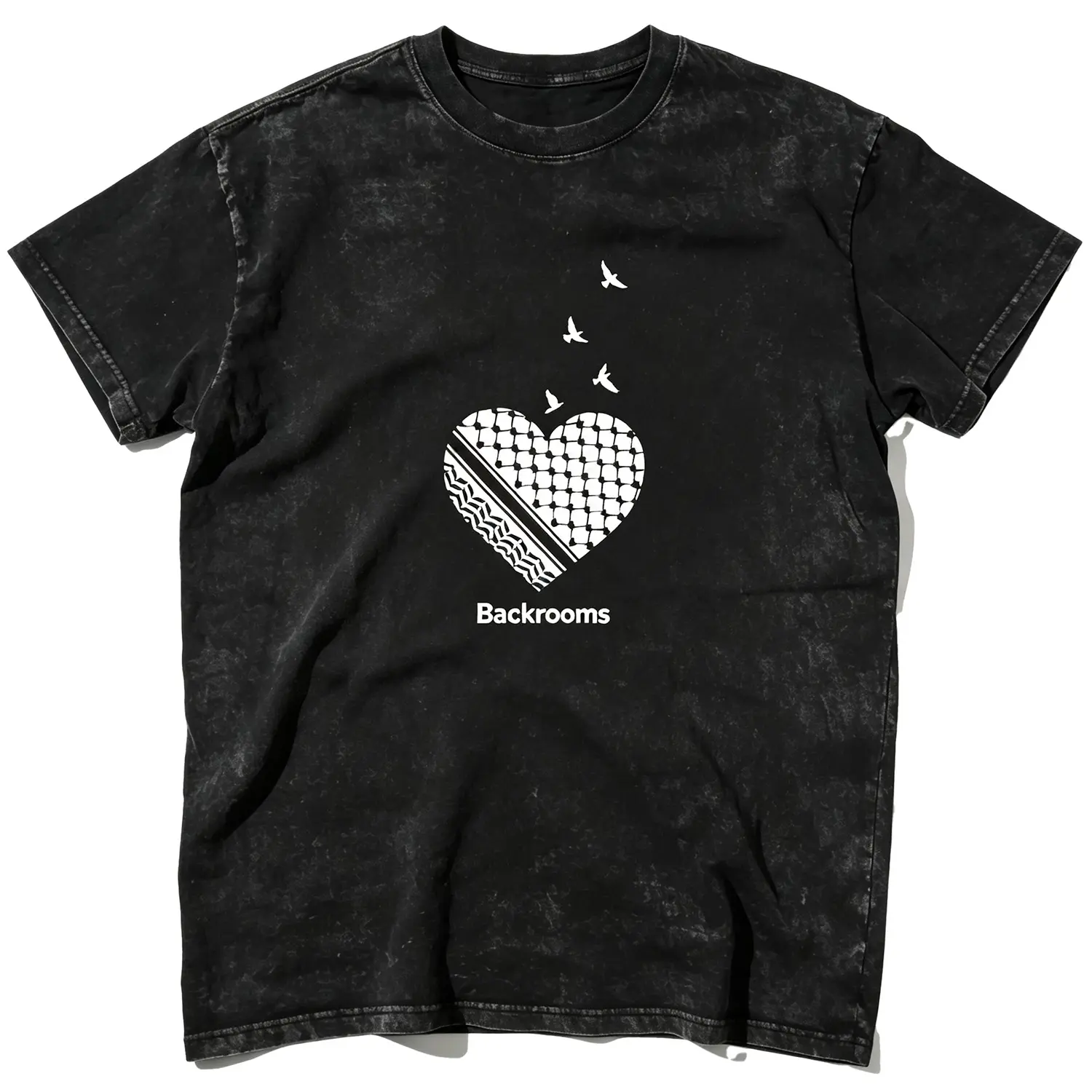 Men's Multi-Size Palestine Heart Graphic Short-Sleeve Cotton T-Shirt - Casual Loose Streetwear Top, Soft Classic Green, Vibrant Prints, Machine Wash Cold