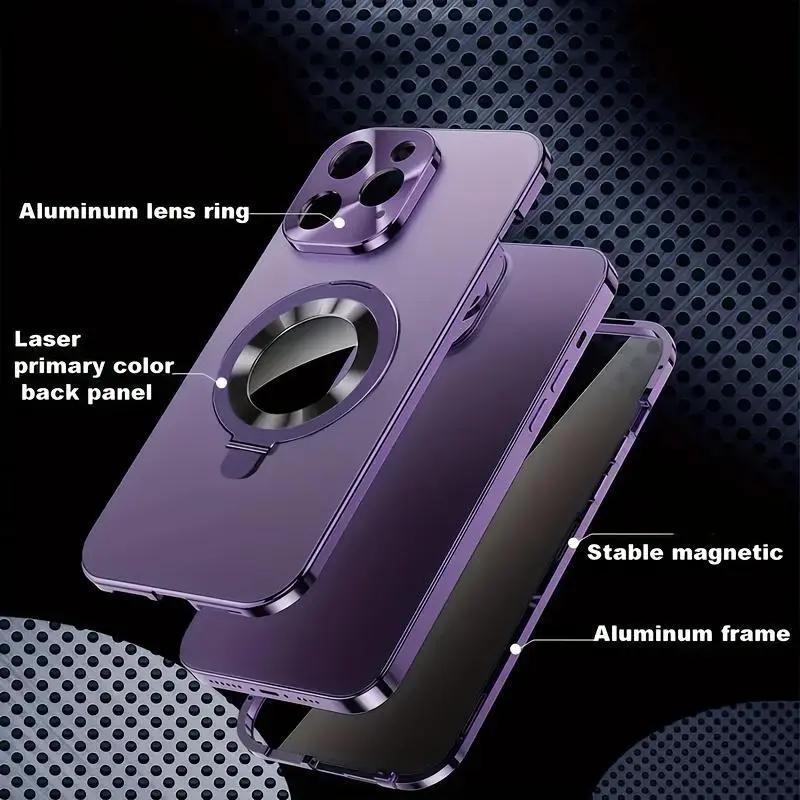2-in-1 Metal Smartphone Case & Privacy Screen Protector - Magnetic Double-Sided Anti-Peep Glass Cover, Durable Casing, HD Camera Lens Guard, Customized Multi-Model Mobile Phone Accessories for 16/15/14/13/12 Pro Max Plus Series Cellphones Protective, Pers