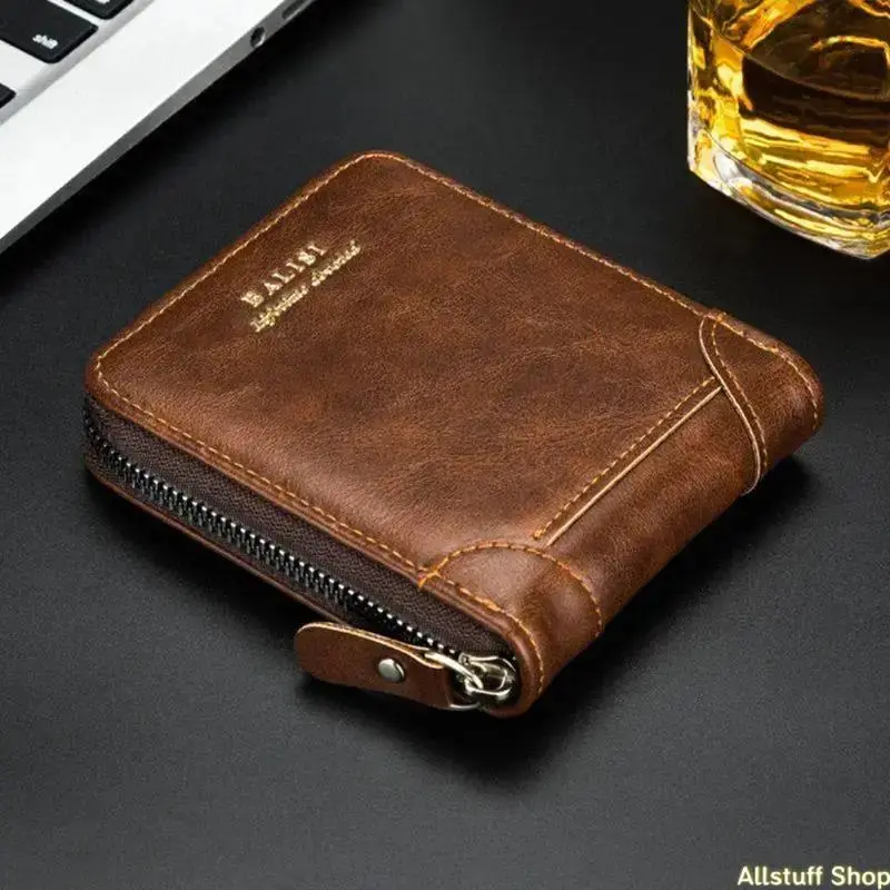 2025 New Men's Bifold Wallet - PU Leather Retro Look Minimalist Foldable Short Wallet with Zipper Card Holder, Card Slots, Coin Storage, Men's Luggage & Bags Accessory, Do Not Wash, Summervibes, Men's Wallet