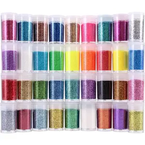 36 Colors Fine Glitter Set, Resin Art Craft Supplies, Cosmetic Grade Glitter for Body Nail Face Hair Eyeshadow Lip Gloss Makeup, Festival Decoration
