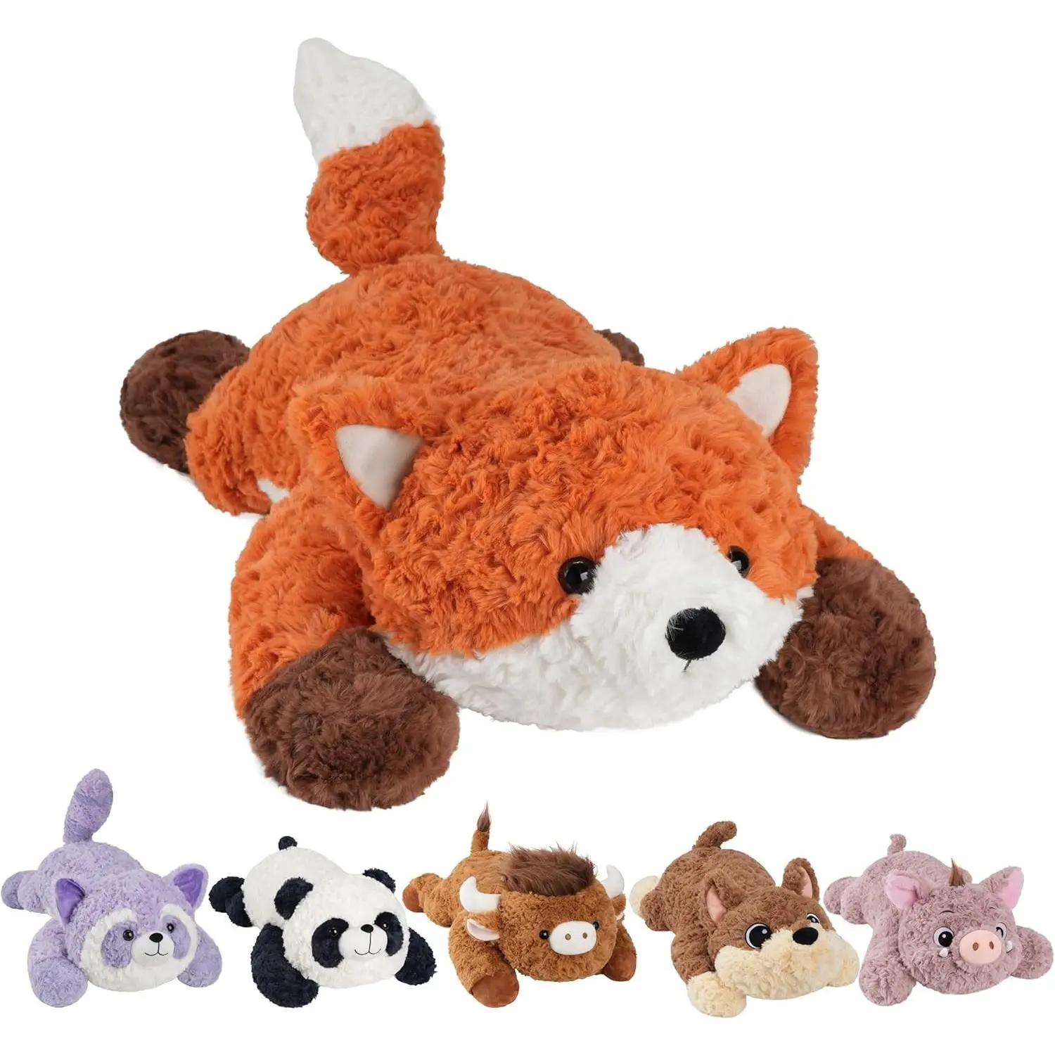25" 5 Lbs Weighted Stuffed Animals Fox, Heatable and Coolable Weighted Plush with Microwavable Heating Pad, Removable Soft Washable Cute Plushie Pillow Toy Gifts for Adults and Kids