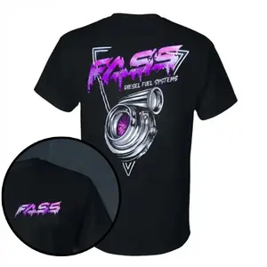 FASS Diesel Fuel Systems T-Shirt with Neon Purple Turbocharger and Graffiti Logo, Retro 2 Sides Graphic Tee, graphic t-shirts Suitable for all seasons - classic styles