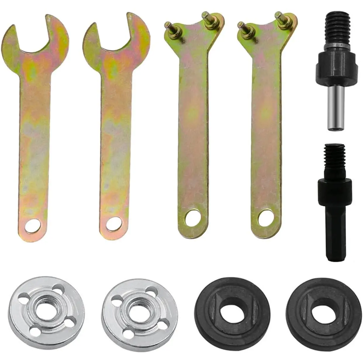 10 Pack Power Drill to Angle Grinder Adapter with Angle Grinder Lock Nut Flange Wrench 6mm &10mm Arbor Mandrel Shank Kit for Cordless Drill Driver Grinding Disc Cut-off Wheel Cutting Wheels