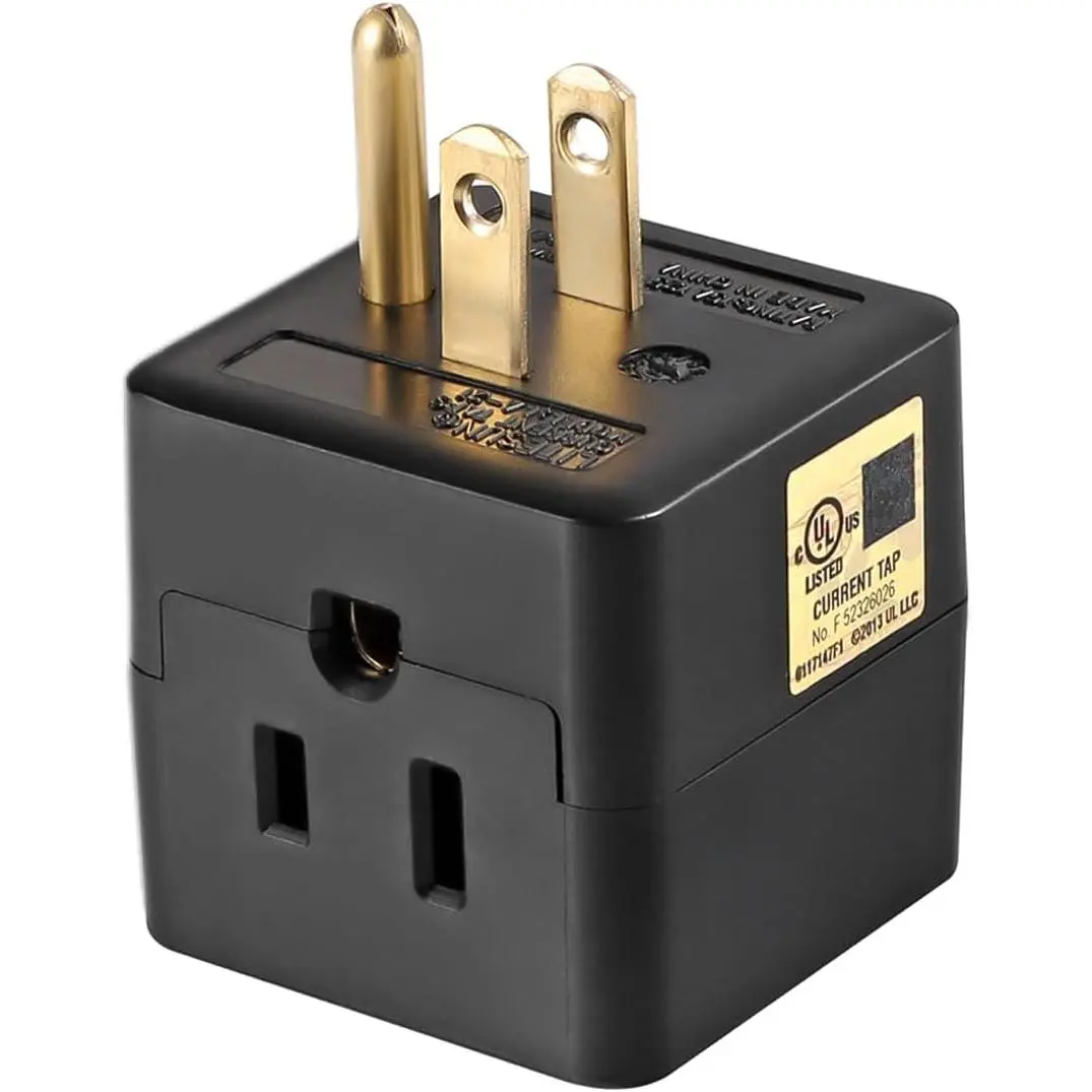 3 Outlet Wall Adapter Cube Tap, UL Listed 3 Prong Grounded Plug Extender,125v, 1875W - 3 Way Multi Outlet Wall Plug,Power Outlet Splitter (1 Pack)