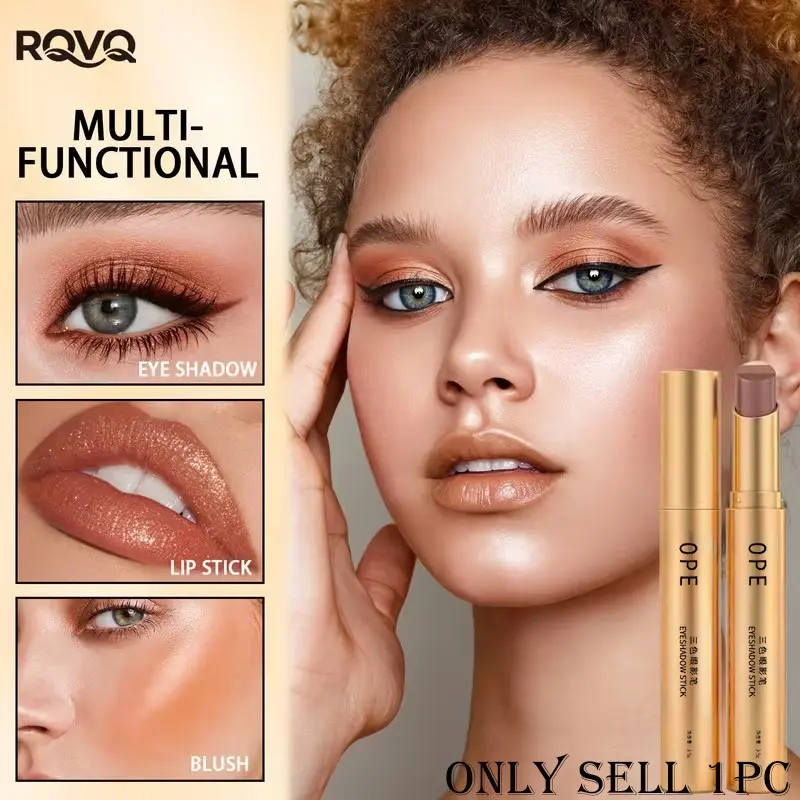 High-End Matte Gold Eyeshadow Stick with 3 Coordinated Shades, Luxurious Matte Gold Tube, Smooth Blending, Ideal for Daily Wear and Special Occasions