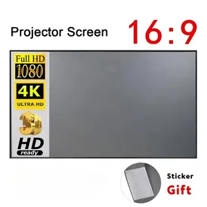Portable Projector Screen Simple Curtain Anti-Light 60/72/84/100/120 Inches Projection Screens for Home Outdoor Office Projector