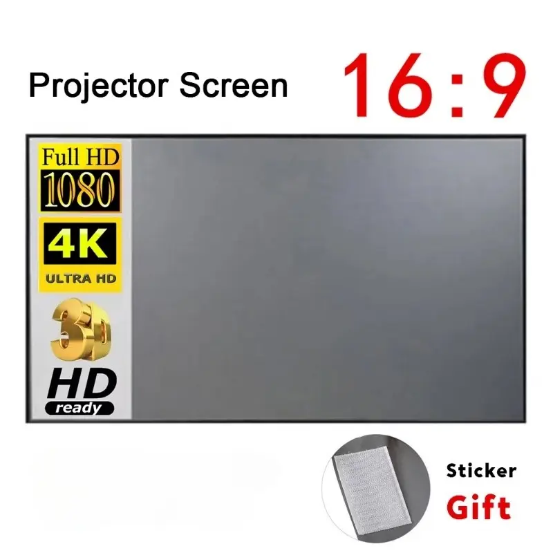 Portable Projector Screen Simple Curtain Anti-Light 60/72/84/100/120 Inches Projection Screens for Home Outdoor Office Projector Outdoor Movie Screen