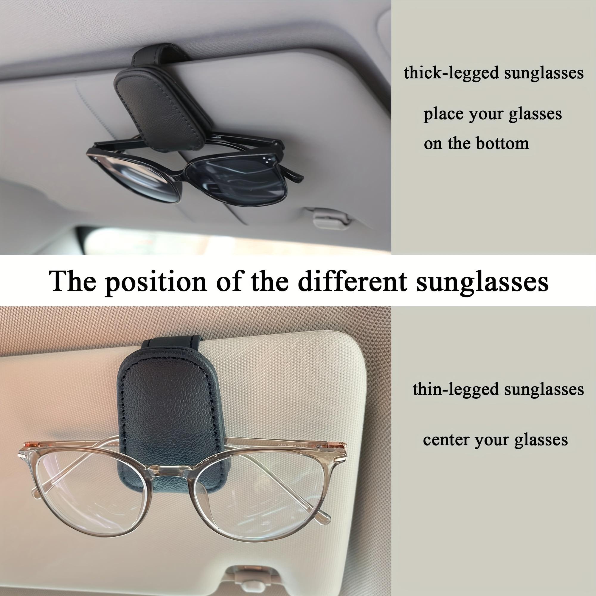 Sunglasses Holders For Car, Magnetic Genuine PU Leather Sunglasses Clip For Car Visor, Glasses Hanger Clip, Car Interior Visor Accessories