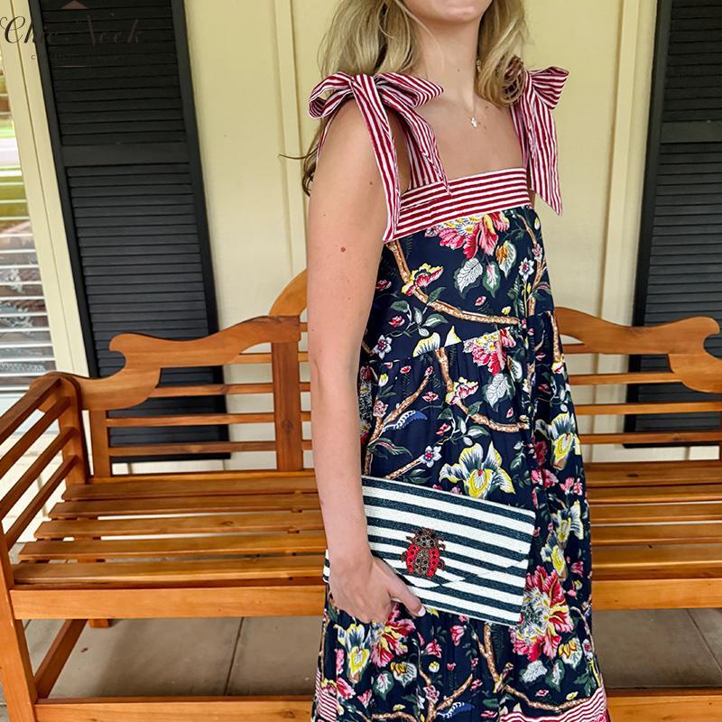 Women Summer Maxi Dress with Pockets 2025 Spaghetti Strap Sundress Casual Flowy Boho Dress Floral Tiered Beach Dress