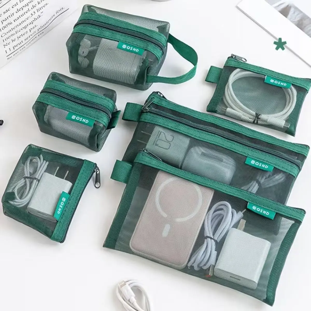 6pcs Multi-Size Transparent Mesh Storage Bags Set, Travel packing organizers, zipper pouches for travel and daily storage, lightweight mesh design for clothing cosmetics and accessories, travel essentials organizer for shopping and suitcase packing