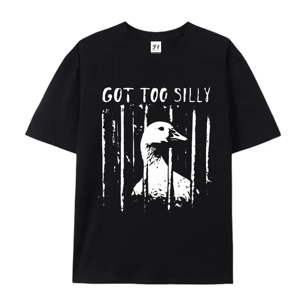 Unhinged Goose Got Too Silly Jail Meme T-Shirt Unisex Vintage Loose Pure Cotton Graphic Tee