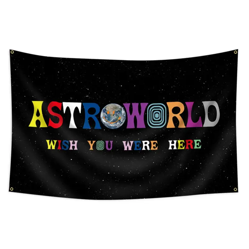 Astroworld Flag Banner Men Cave Wall Flag 3x5 Feet, Brass Eyelets, Starry Sky Pattern, Perfect for College Dorm Decor, Bedroom Dorm Decor, Home Decoration, Wall Hanging, Decorating, Print Tapestry Wall Hanging