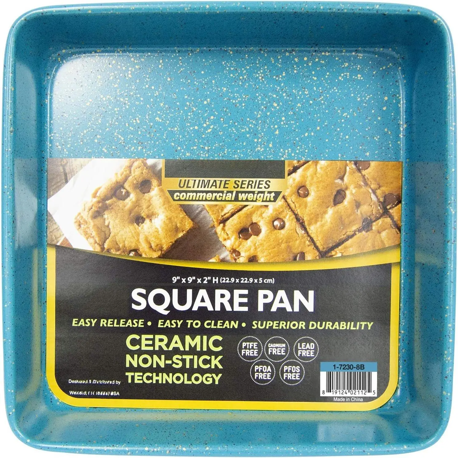 Ceramic Coated NonStick Heavy Weight 9-inch Square Cake Pan (Blue Granite)