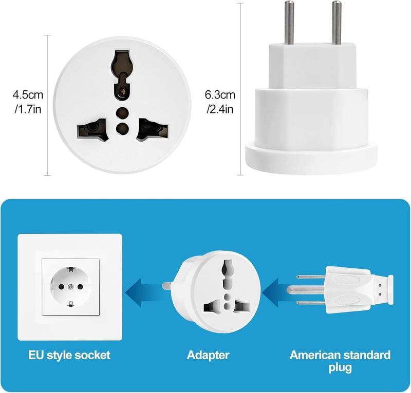 European Travel Plug Adapter, Type C International Power Adaptor to Spain France Portugal Iceland , Vocation Essentials 3-Packs European Travel Plug Adapter, Type C International Power Adaptor to Spain France Portugal Iceland , Vocation Essentials 3-Packs