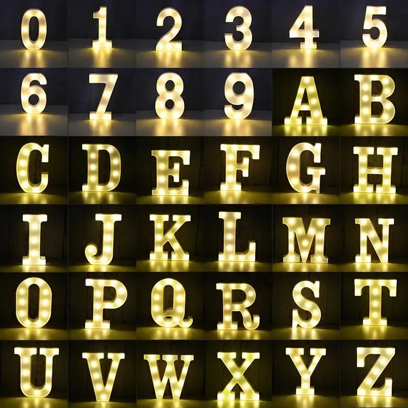 Plastic LED Letter Night Light - Alphabet, Number, Heart Shapes Novelty Lighting with LED Backlit, Decorative Atmosphere Lamp for Wedding, Birthday Party DIY Space Enhancement