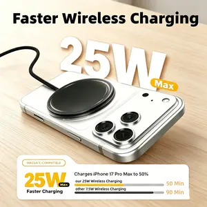2packs 25w Fast Charging Qi2 Magnetic Wireless Charger, Magsafe Compatible for iPhone 17/16, AirPods, Portable for Desk & Travel, +