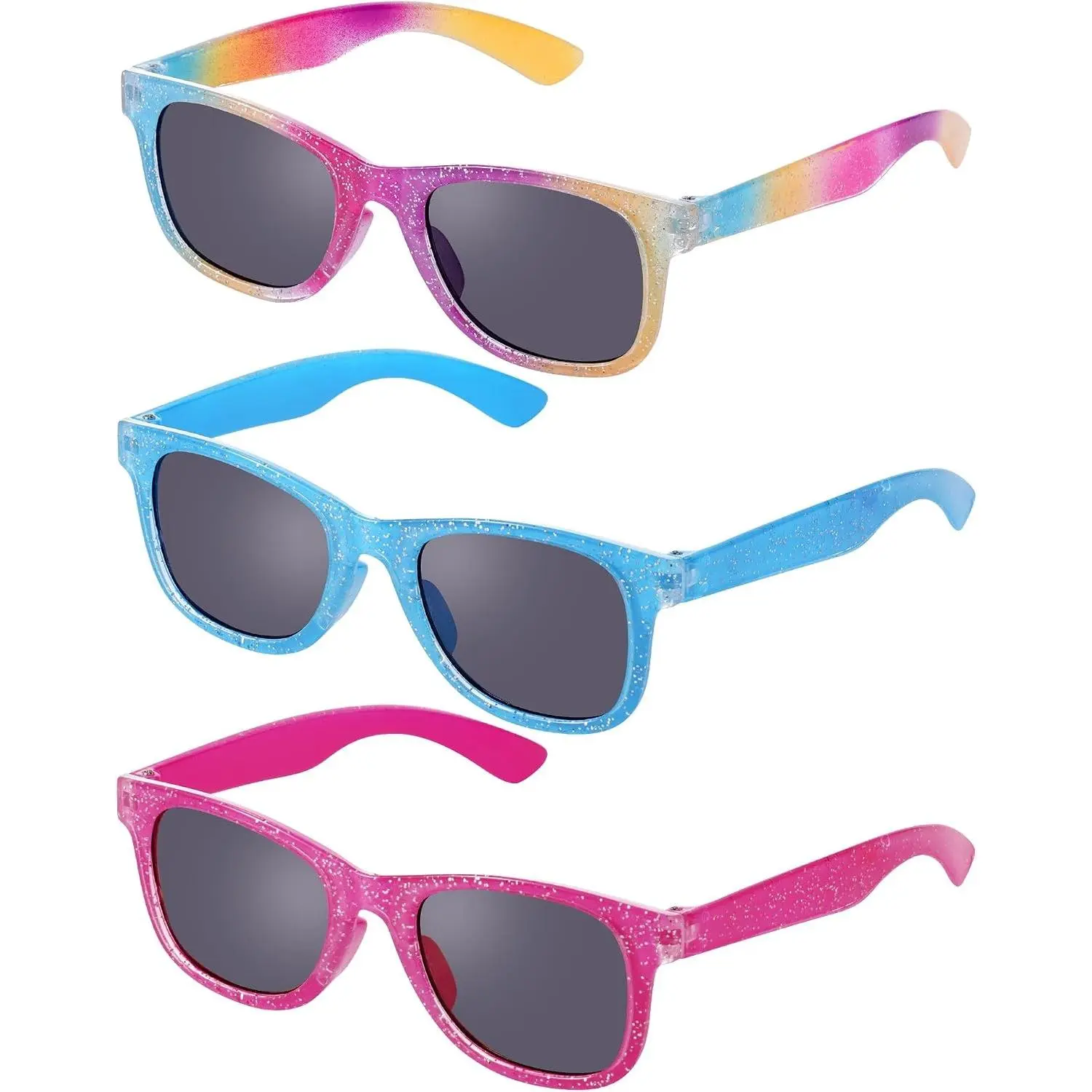 3 Pack Princess Glitter Sunglasses for Toddler Girls, Cute UV 400 Protection Kids Glasses(Gift)