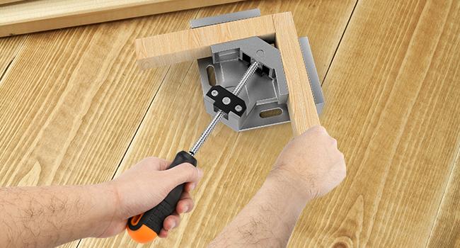 Right Angle Clamp, Housolution [4 PACK] Single Handle 90° Aluminum Alloy Corner Clamp, Clamps for Woodworking Adjustable Swing Jaw, Woodworking Tools Photo Frame Vise Holder, Gifts for Men Dad