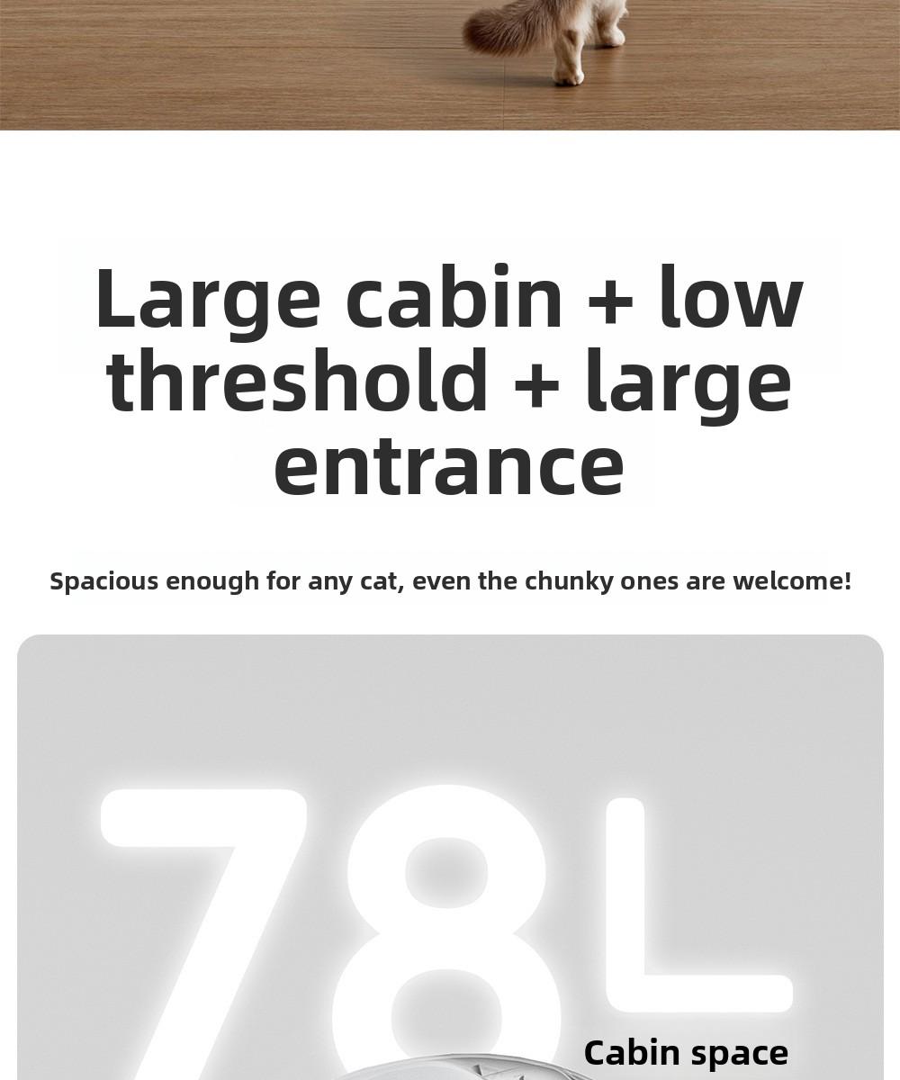 Smart app-controlled cat litter box, fully automatic, extra-large, anti-splash, enclosed cat toilet