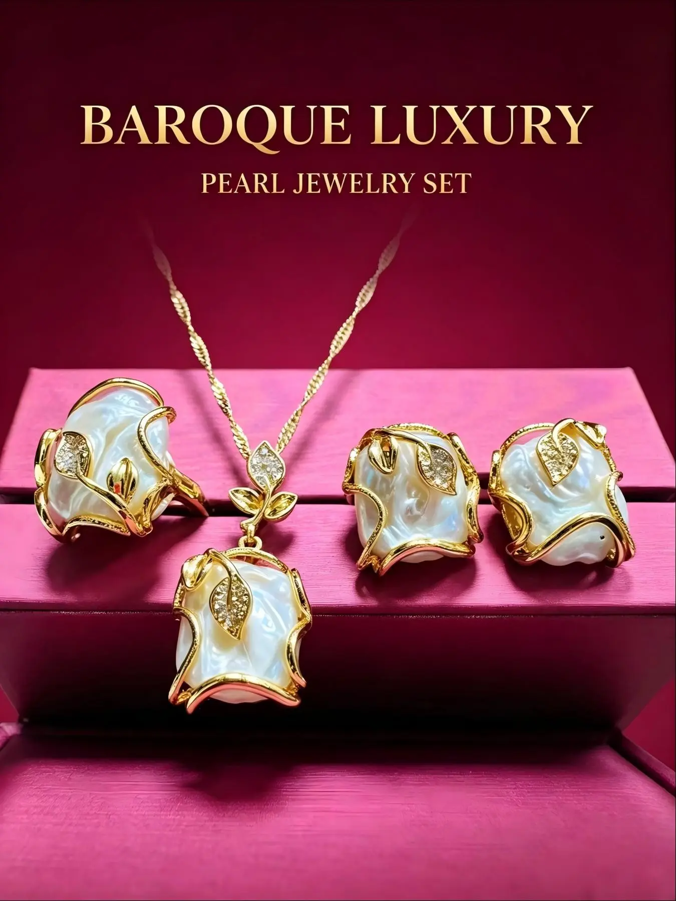 Women's Baroque 3-Piece Jewelry Set, Elegant Design, Charming Accessory Collection