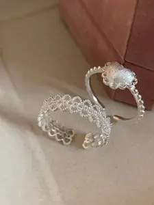 S925 Silver Combination Ring Set, Minimalist Unique Design, Adjustable Stackable Rings for Women, Fashionable and Versatile Jewelry