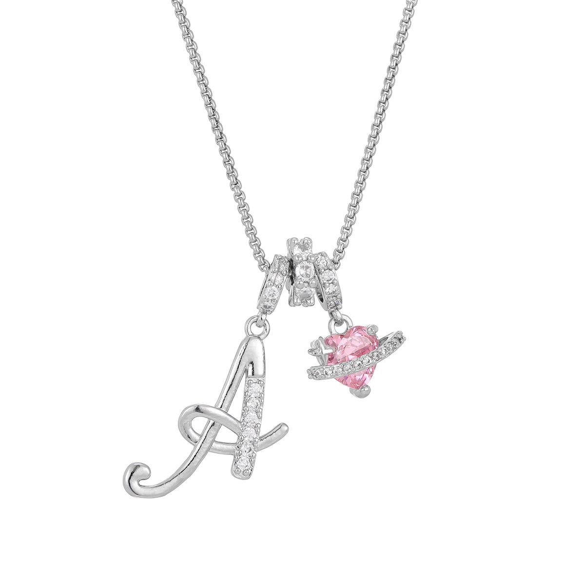 Initial Heart Necklace for Women | 18K  Plated | Pink Cubic Zircon Pendant with Diamond Inlaid Letter | Fashion Luxury Jewelry | Perfect Gift for Christmas, Birthdays, Anniversaries & All Holiday Occasions